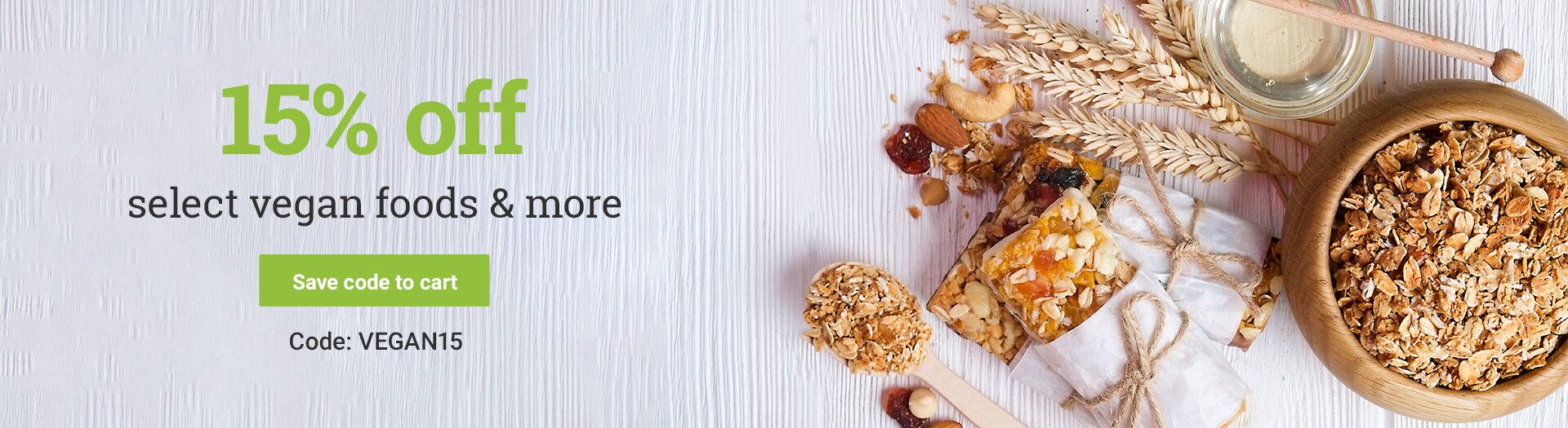 15% off select vegan foods & more