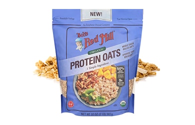 Participating items includes Bob's Red Mill organic protein oats
