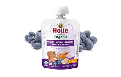 Holle organic yogurt with blueberries, apple and banana