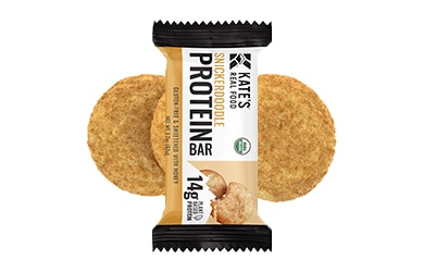 Participating item includes Kate's Real Food snickerdoodle protein bar
