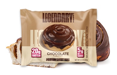 Participating item includes Legendary Foods chocolate flavored protein sweet roll