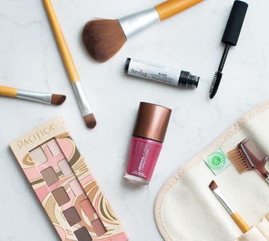 Makeup brushes, mascara, nail polish and eye shadow