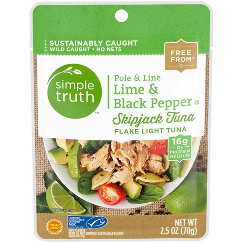 Simple Truth Pole & Line Skip Jack Tuna Lime & Black Pepper 2.5 Oz