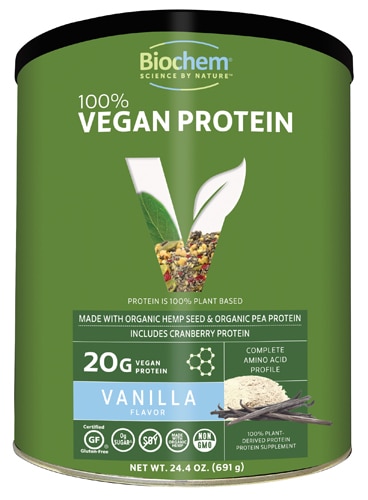 Biochem Sports 100% Vegan Protein Vanilla 22.8 Oz