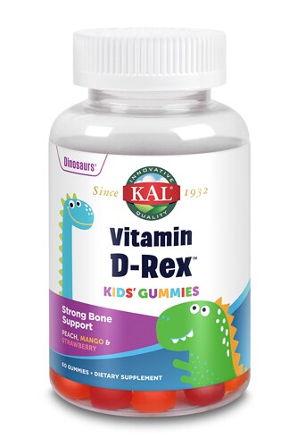 KAL Kids Vitamin D-Rex Bone Support Peach Mango & Strawberry 60 Gummies