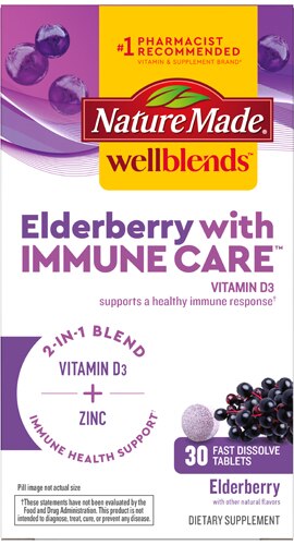 Nature Made Wellblends Elderberry with Immune Care 30 Fast DissolveTablets