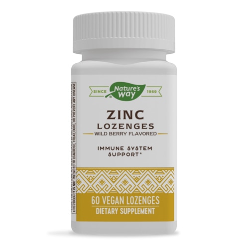 Nature's Way Zinc Lozenges for Immune System Support - Wild Berry Flavored 60 Vegan Lozenges