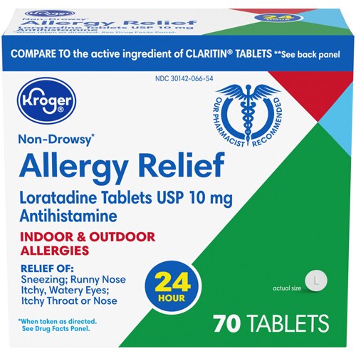 Kroger 24 Hour Non-Drowsy Indoor & Outdoor Allergy Relief Tablets 10 mg - 70 Tablets