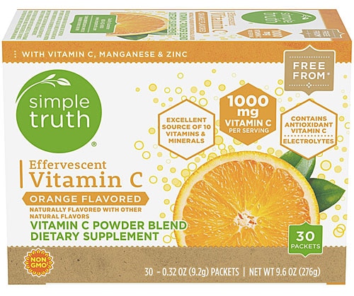 Simple Truth Effervescent Vitamin C Powder Blend Orange 30 Packets