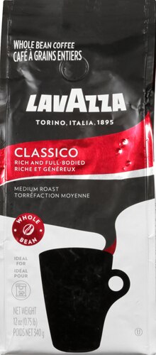 LavAzza Coffee Whole Bean Classico Medium Roast 12 oz