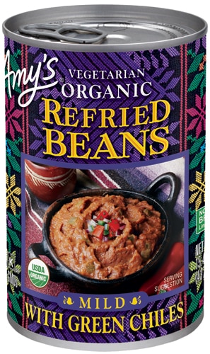 Amy's Vegetarian Organic Refried Beans Mild with Green Chiles 15.4 oz