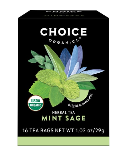 Choice Organics Herbal Tea Mint Sage 16 Tea Bags