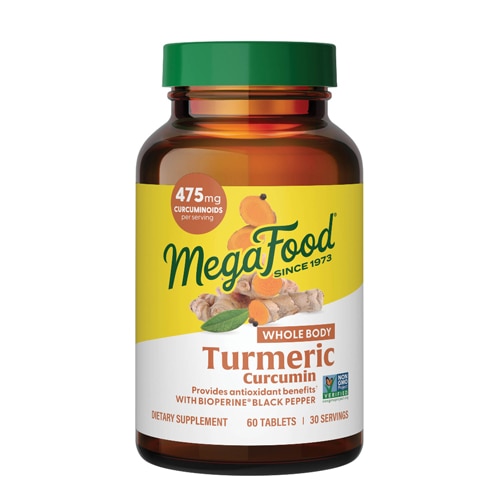 MegaFood Turmeric Curcumin Extra Strength Whole Body With Black Pepper 60 Tablets