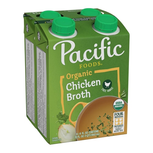 Pacific Foods Organic Free Range Chicken Broth 8 fl oz Each / Pack of 4