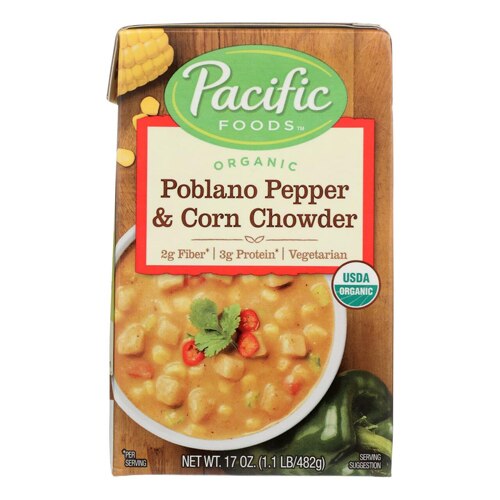 Pacific Foods Organic Chowder Poblano Pepper and Corn 17 oz