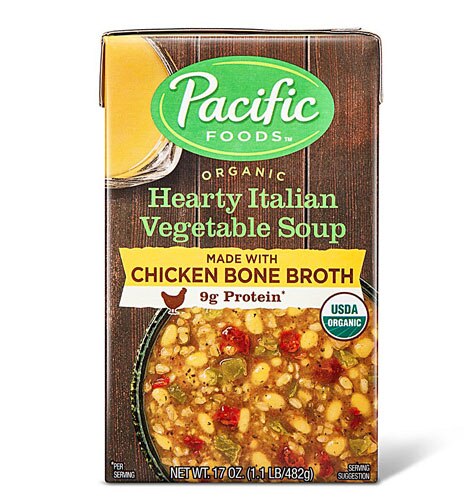 Pacific Foods Chicken Bone Broth Soup Hearty Italian Vegetable 17 oz