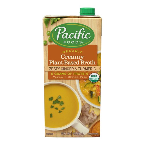 Pacific Foods Organic Creamy Plant-Based Broth Zesty Ginger & Turmeric 32 fl oz