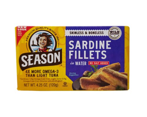 Season Skinless & Boneless Sardines in Water No Salt Added 4.25 oz