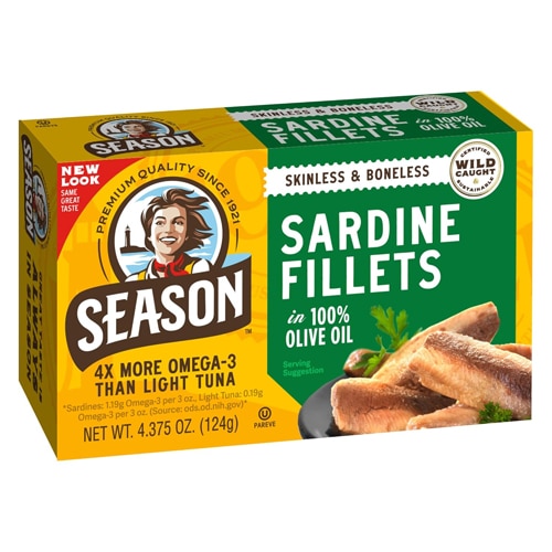 Season Brand Skinless & Boneless Sardines in 100% Olive Oil 4.375 oz