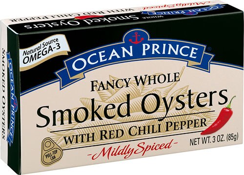 Crown Prince Ocean Prince Fancy Whole Smoked Oysters With Red Chili Pepper 3 oz