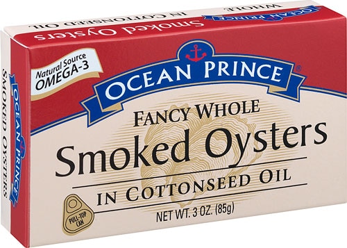 Crown Prince Ocean Prince Fancy Whole Smoked Oysters In Cottonseed Oil 3 oz
