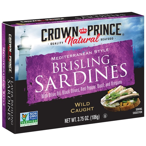 Crown Prince Natural Brisling Sardines Mediterranean Style 3.75 oz