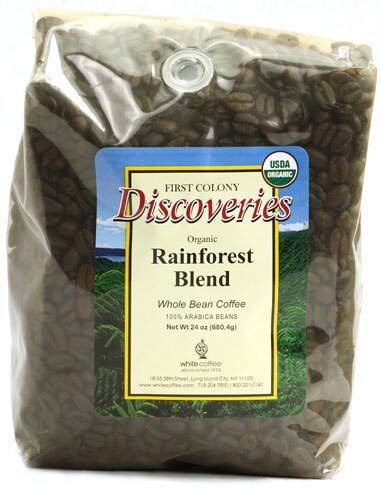 First Colony Discoveries Organic Whole Bean Coffee Rainforest Blend 24 oz