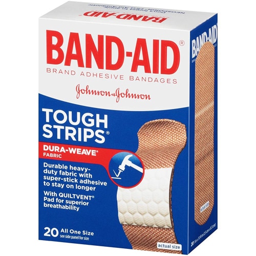 Band-Aid Brand Adhesive Bandages Tough-Strips 20 Bandages