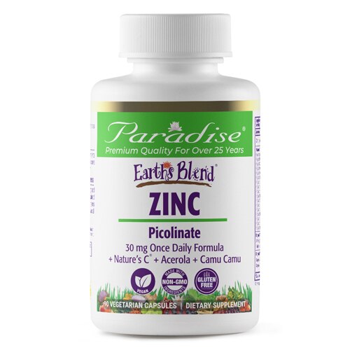 Paradise Herbs Earth's Blend Zinc Picolinate 30 mg - 90 Vegetarian Capsules