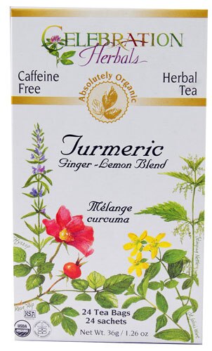 Celebration Herbals Organic Turmeric Tea Ginger-Lemon Blend 24 Tea Bags