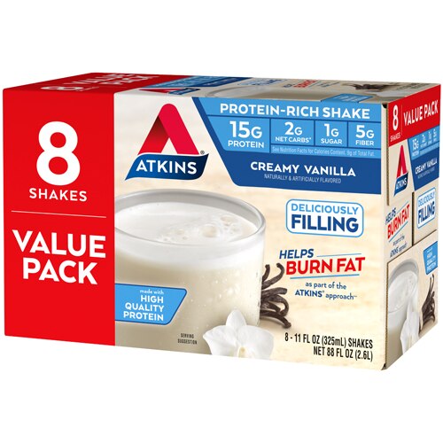 Atkins RTD Protein Shake Creamy Vanilla 8 Shakes