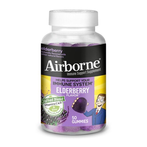 Airborne Gummies Elderberry Vitamin C & D Zinc Immune Support 50 Gummies