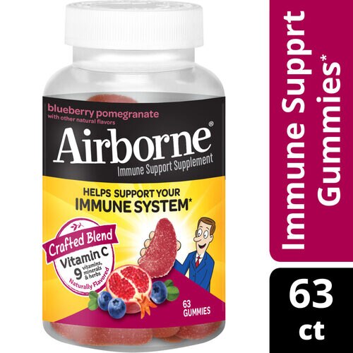 Airborne Vitamin C Immune Support Gummies Blueberry Pomegranate 63 Gummies