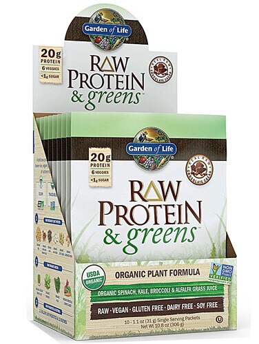 Garden of Life Raw Organic Protein & Greens Chocolate Cacao 10 Packets