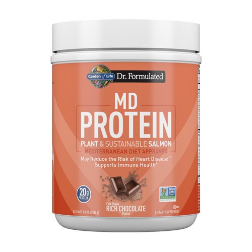 Garden of Life MD Protein Plant & Sustainable Salmon Rich Chocolate 24.19 oz
