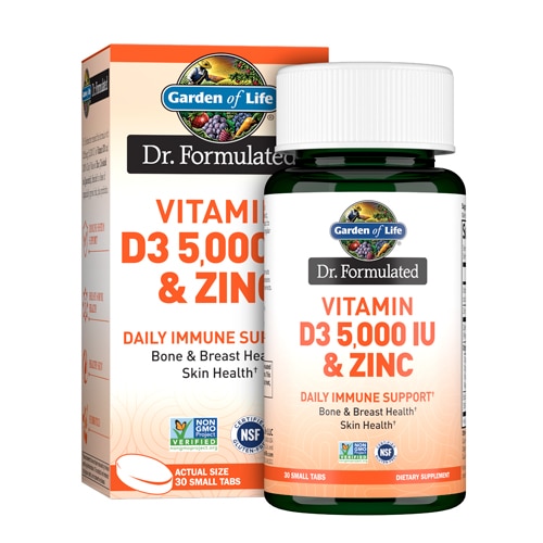 Garden of Life Dr. Formulated Vitamin D3 5000 IU & Zinc 30 Small Tabs