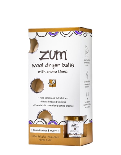 Zum Wool Dryer Balls with Aroma Blend - Frankincense & Myrrh 3 Balls