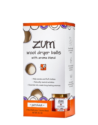 Zum Wool Dryer Balls with Aroma Blend - Patchouli 3 Balls