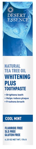 Desert Essence Whitening Plus Toothpaste Tea Tree Oil Cool Mint 6.25 oz