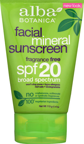 Alba Botanica Very Emollient Sunscreen Facial Mineral Protection SPF 20 4 oz