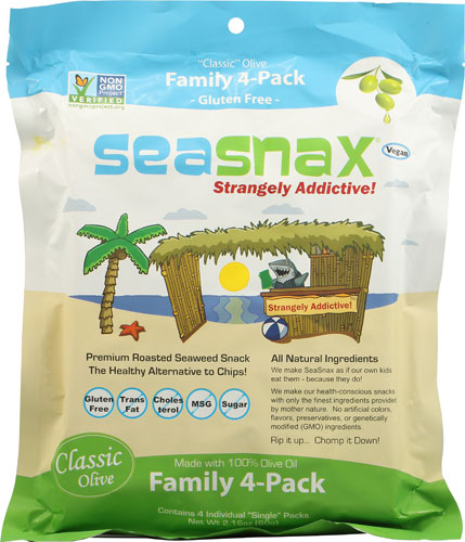 SeaSnax Roasted Olive Seaweed Family 4-Pack 2.16 oz