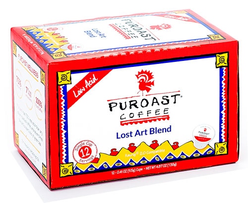 Puroast Low Acid Coffee Single Serve Lost Art Blend 12 K-Cups