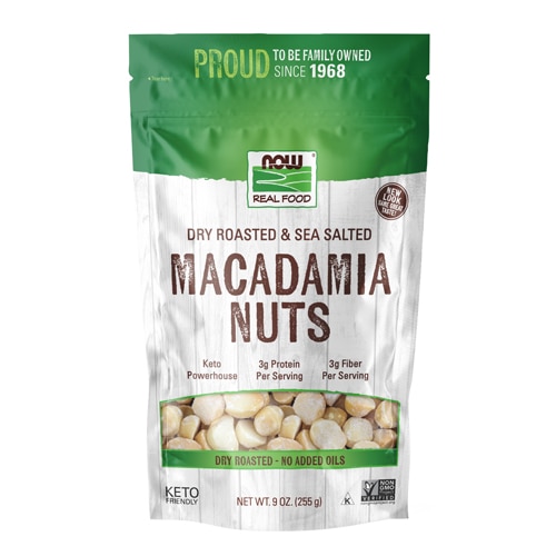 NOW Foods Macadamia Nuts Dry Roasted & Sea Salted 9 oz