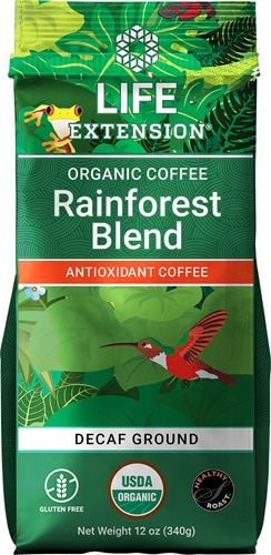 Life Extension Organic Rainforest Blend Coffee Decaf Ground 12 oz