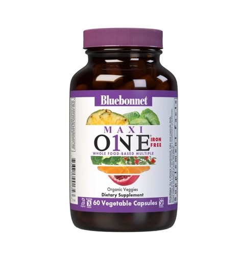 Bluebonnet Nutrition Maxi One Whole Food-Based Multiple Iron Free 90 Vegetable Capsules