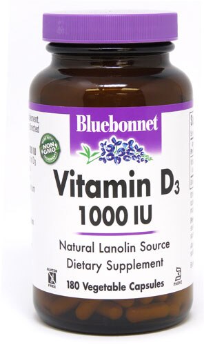Bluebonnet Nutrition Vitamin D3 1000 IU - 180 Vegetable Capsules