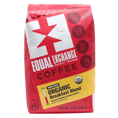 Equal Exchange Organic Breakfast Blend Whole Bean Coffee 12 Oz