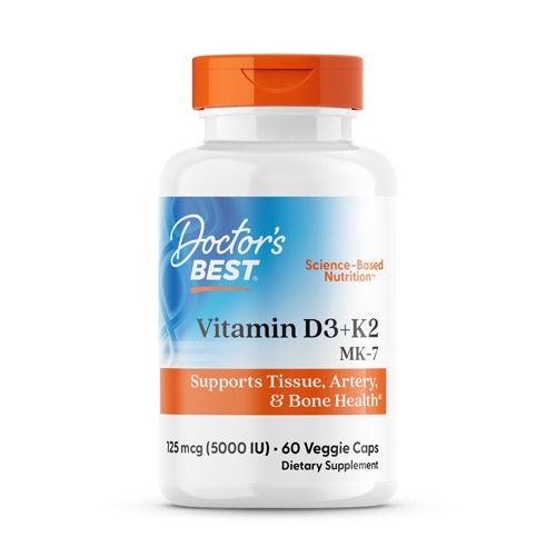 Doctor's Best Vitamin D3 5000 IU + MK7 K2 100 mcg 60 Veggie Caps