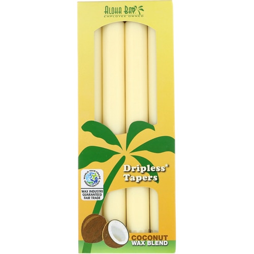 Aloha Bay Dripless Tapers Coconut Wax Blend Ivory 4 Candles