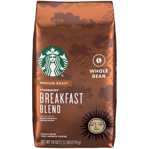 Starbucks Whole Bean Coffee Breakfast Blend 18 oz